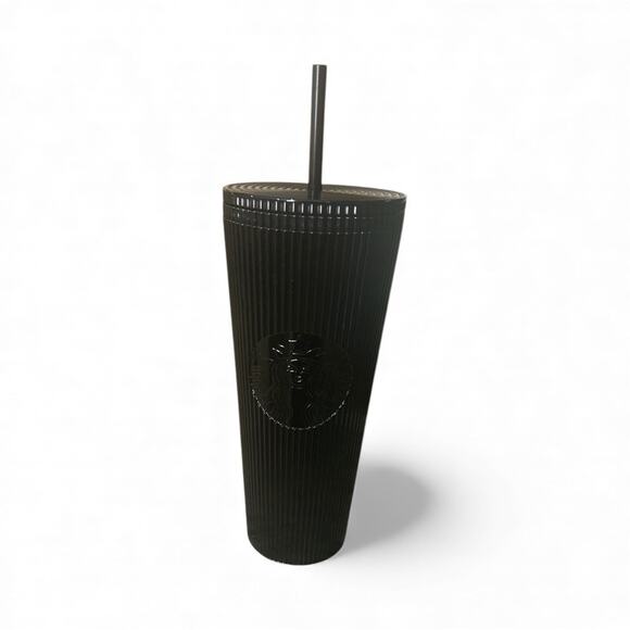 Starbucks Other - Starbucks Tumbler 2024 Black Pleated 24 oz Venti Cold Cup Straw‎ Monogram Logo